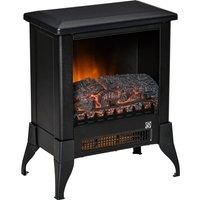 HOMCOM Electric Fireplace Stove, Free standing Fireplace Heater with Realistic Flame Effect, Adjustable Temperature and Overheat Protection, Black