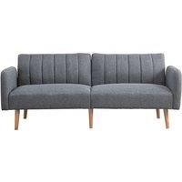 HOMCOM Two Seater Sofa Bed, Convertible Linen Fabric Sofa Couch, Click Clack Sofabed with Adjustable Split Backrest for Living Room, Bedroom, Guest Room, Grey