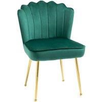 Homcom Accent Chair Velvet Touch Vanity Chair With Gold Tone Metal Legs Green