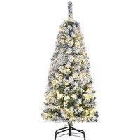 Bon Noel 4Ft Prelit Snow Flocked Christmas Tree with Light Xmas Decoration Green