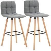 Bar stool Set of 2 Armless Button-Tufted Counter Chairs Wood Legs, Grey