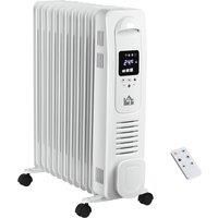 HOMCOM 2720W Oil Filled Portable Radiator Heater w/ Remote Control - White