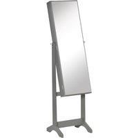 Homcom Freestanding Jewellery Cabinet Mirror Lockable Organiser Grey