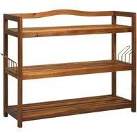 HOMCOM 3 Tier Shoe Rack Acacia Wood Shoe Storage Shelf For Entryway Bedroom Teak