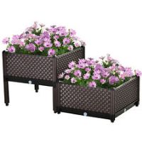 Outsunny 2-Piece Raised Garden Bed Planter Box for Flowers, Vegetables, Herbs