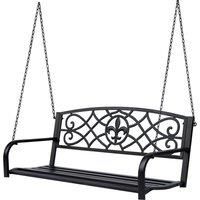 Outsunny Outdoor Porch Swing Seat Bench with Chains for the Yard, Deck, & Backyard, Black