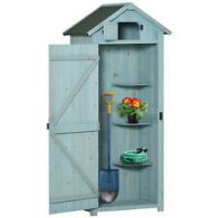 Outsunny Wooden Garden Shed Hut Style Outdoor Tool Storage Box Blue