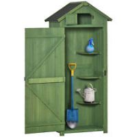 Outsunny Wooden Garden Shed Hut Style Outdoor Tool Storage Box, Dark Green