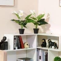 HOMCOM Set of 2 Artificial Realistic Calla Lily Flower, Faux Decorative Plant in Nursery Pot for Indoor Outdoor Dcor, 55cm