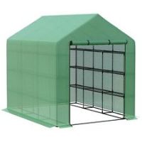 Walk in Garden Greenhouse with Shelves Polytunnel Steeple Grow House New