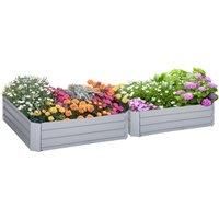 Set of 2 Raised Garden Bed Galvanized Steel Planter Boxes Easy Quick Setup