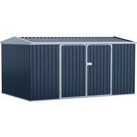 Outsunny 14 x 9ft Outdoor Garden Metal Storage Shed with Lockable Door, Tool Storage Box for Backyard, Patio and Lawn, Grey