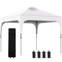 Outsunny Pop Up Gazebo Foldable w/ Wheeled Carry Bag & 4 Weight Bags, White