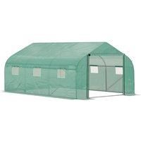 Outsunny 4.5 X 3 X 2M Outdoor Tunnel Greenhouse With Roll Up Door 6 Windows - Green