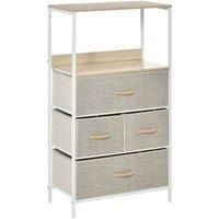 HOMCOM 4 Drawer Storage Chest Unit Home Cabinet w/Shelves Home Living Room Bedroom Entryway Living Furniture White