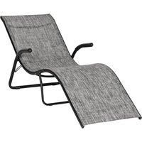 Outsunny Folding Chaise Lounge Chair, Reclining Garden Sun Lounger for Beach, Poolside and Patio, Grey