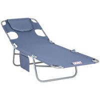 Outsunny Beach Chaise Lounge Portable Adjustable with Face Cavity Grey