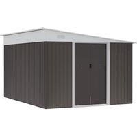 Outsunny 11.3 x 9.2ft Steel Garden Storage Shed Outdoor Metal Tool House with Double Sliding Doors & 2 Air Vents, Grey