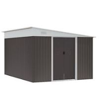 Outsunny 11.3x9.2ft Steel Garden Storage Shed w/ Sliding Doors & 2 Vents, Grey