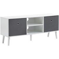 TV Cabinet Unit w/ Shelves, Entertainment Center w/ Foldable Storage Drawers