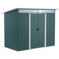 Outsunny Pent Roofed Metal Garden Shed House Hut Gardening Tool Storage w/ Ventilation 260L x 133W x 200Hcm