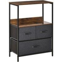 HOMCOM 3 Drawer Storage Chest With Display Shelves Black