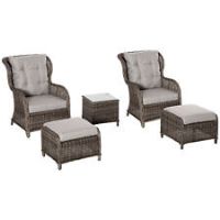 Outsunny Garden Sofa Chair & Stool Table Set Patio Wicker Weave Furniture Set