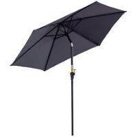 Outsunny Patio Umbrella Parasol Sun Shade Garden Aluminium Grey 2.7M