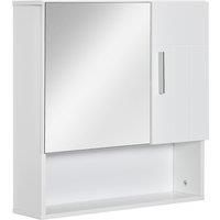 kleankin Bathroom Mirror Cabinet, Wall Mounted Storage Cupboard Organizer with Double Doors and Adjustable Shelf, White