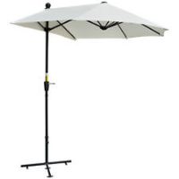 Outsunny 2m Half Garden Parasol Market Umbrella w/ Crank Handle, Base Cream