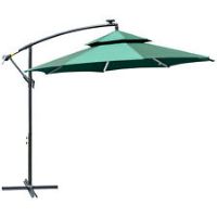 Outsunny 3(m) Cantilever Parasol Hanging Banana Umbrella w/ lights, Green