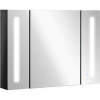 Kleankin Wall Mounted Led Bathroom Cabinet With Mirror/ Memory Function And Usb Charge High Gloss Black