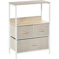 HOMCOM 3 Drawer Storage Chest Unit Home Cabinet w/Shelves Home Living Room Bedroom Entryway Living Furniture White