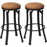 HOMCOM Vintage Kitchen Bar Stools Set Of 2 Brown