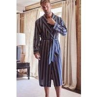 'Regimental' Malachite Cotton Satin Stripe Dressing Gown