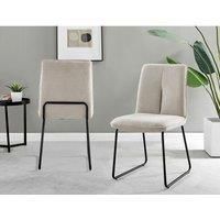 Furniture Box 2x Halle Taupe Fabric Black Leg Dining Chairs