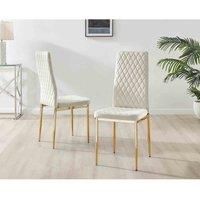 Furniture Box 4X Milan Kitchen Dining Chair Cream Velvet Gold Legs