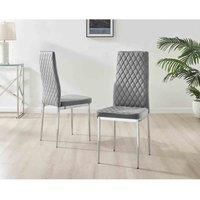 Furniturebox Set of 4 / 6 MILAN Velvet Hatched Chrome Metal Padded Dining Chairs