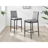 Furniturebox UK Set of 2 Milan Soft Velvet Bar Stools With Black Metal Legs