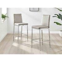 Furniturebox UK Set of 2 Milan Soft Velvet Bar Stools With Silver Chrome Legs