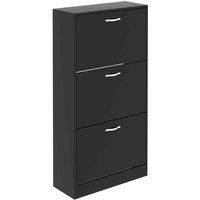 Vida Designs 3 Drawer Shoe Cabinet Flip Drawer Storage Cupboard Black