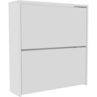 Vida Designs Welham 2 Drawer Mirrored Shoe Cabinet Storage Cupboard White