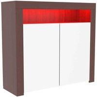 Vida Designs Nova 2 Door Led Sideboard Storage Cabinet Cupboard Buffett Walnut & White