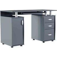 Vida Designs Otley Computer Desk 3 Drawer Storage With Sliding Keyboard Tray Home Office Grey