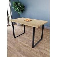 Vida Designs 4 Seater Dining Table With Black Metal U Shape Legs, Modern Kitchen Dining Room Furniture Unit, (Oak)