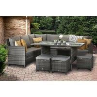 10-Seater Polyrattan Garden Furniture Set - 2 Colours - Grey