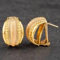 Pre-Owned 18ct Three Colour Gold Fancy Half Hoop Earrings 4117037