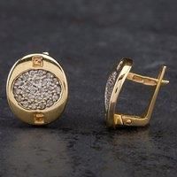 Pre-Owned 14ct Yellow Gold Cubic Zirconia Pave Earrings 4117382