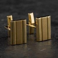 Pre-Owned 14ct Yellow Gold Oblong Grooved Cufflinks 4119014