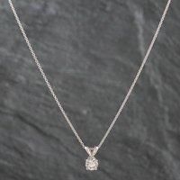 Pre-Owned White Gold 0.50ct Brilliant Cut Diamond Pendant & 18 Inch Trace Chain 4314222